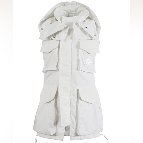 🪿🇨🇦🍁Canada Goose Belted Chaka with Hood Vest in White size Small - Picture 2 of 10